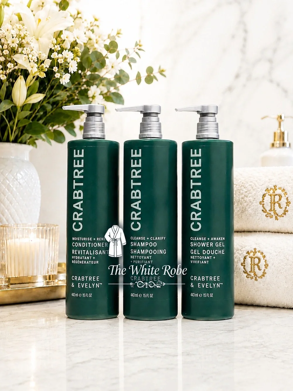 (3 PACK) CRABTREE & EVELYN CONDITIONER, SHAMPOO & SHOWER GEL SET - 15 fl.oz